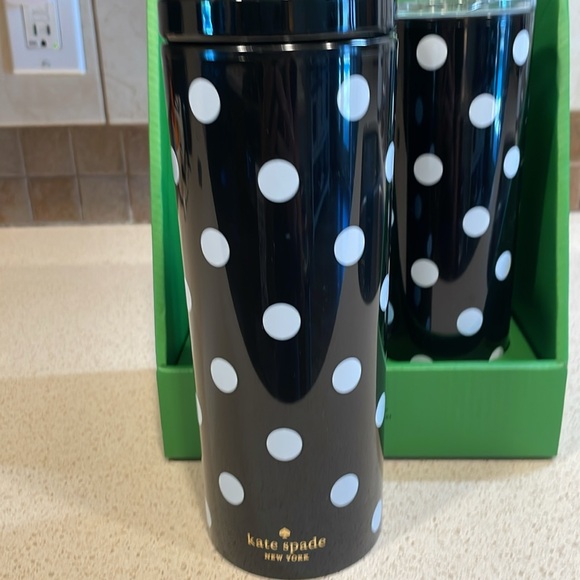 Kate Spade NIB Black and White Polka Dot Tumbler & Thermal Mug Set - Picture 4 of 5